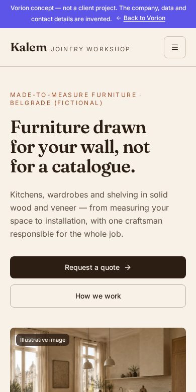 Phone screenshot of the same demo website