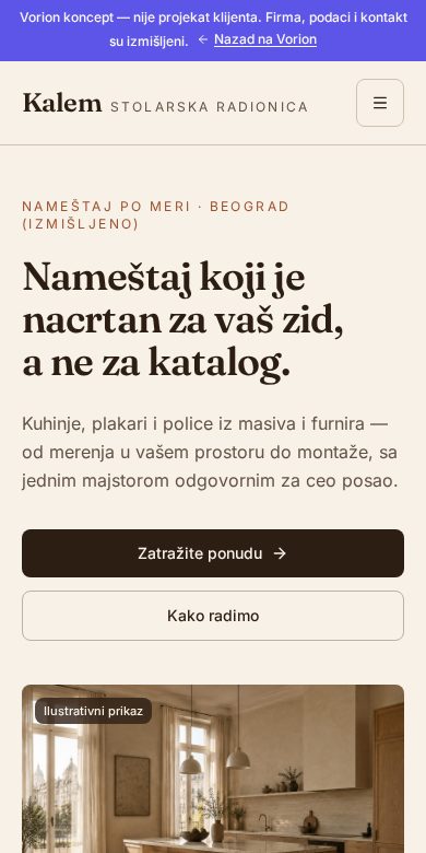 Snimak istog demo sajta na telefonu